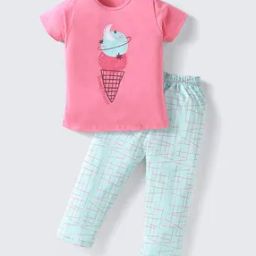 Girls Graphic Print T-Shirt & Pyjamas Set-picture-11