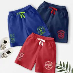 Boys Pack of 3 Brand Print Regular Fit Shorts-picture-16