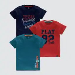 Boys Pack of 3 Printed Regular Fit Crew-Neck T-Shirts-image-60