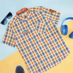 Boy Regular Fit Checked Spread-Collar Shirt-image-28