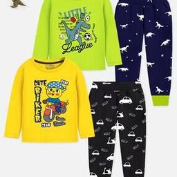 Boys Pack of 4 Graphic Print T-Shirts with Joggers-picture-5