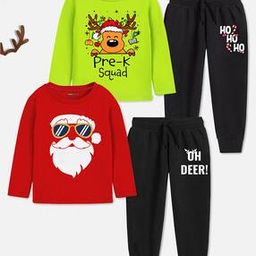 Boys Pack of 4 Graphic Print T-Shirts with Joggers-image-95