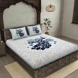 200 TC Graphic Print Double Bedsheet with Pillow Covers-image-10