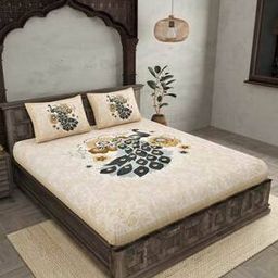 200 TC Graphic Print Double Bedsheet with Pillow Covers-image-54