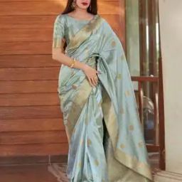 Women Kanjeevaram Woven Saree with Contrast Border-image-45