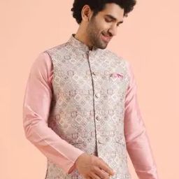 Men Embroidered Regular Fit Nehru Jacket-39