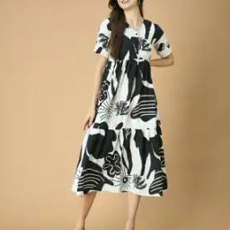 Women Abstract Print Fit & Flare Dress-picture-21