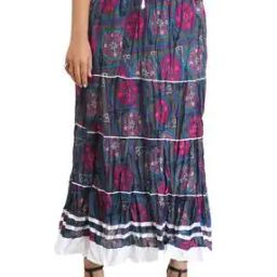 Women Floral Print Flared Maxi Skirt-50