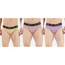 goto Men Pack of 3 Striped Briefs with Elasticated Waistband-picture-25