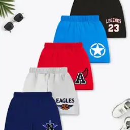 Girls Pack of 5 Printed Regular Fit Shorts-picture-51