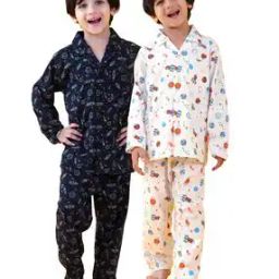 Boys Pack of 2 Graphic Print Lounge Pants & Shirt Nightsuit Set-picture-37