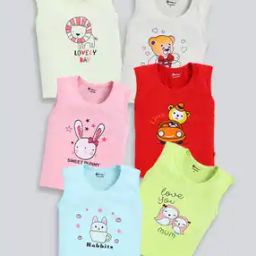 Pack of 6 Graphic Print Vests-image-20