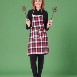 Checked Apron with Patch Pocket-52