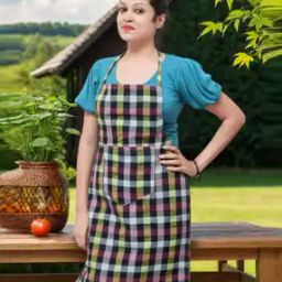 Checked Apron with Patch Pocket-27