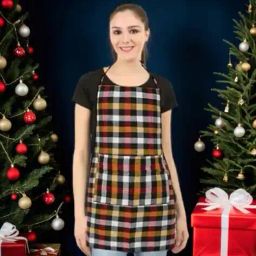revexo Checked Apron with Patch Pocket image 1