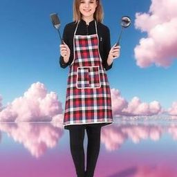 Checked Apron with Patch Pocket-39