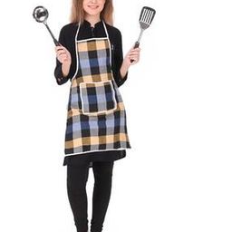 Checked Apron with Patch Pocket-49