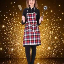 Checked Apron with Patch Pocket-46