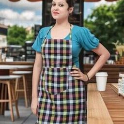 Checked Apron with Patch Pocket-36