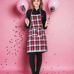 Checked Apron with Patch Pocket-40