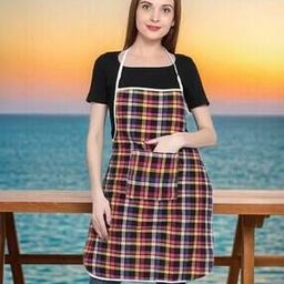 Checked Apron with Patch Pocket-48
