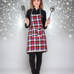 revexo Checked Apron with Patch Pocket image 1