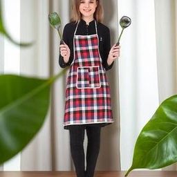 Checked Apron with Patch Pocket-3