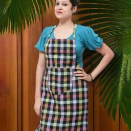 revexo Checked Apron with Patch Pocket image 1