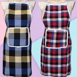 revexo Set of 2 Checked Apron with Patch Pocket image 1