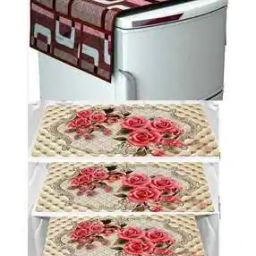 Floral Print Fridge Top Cover with Fridge Mats-image-77