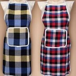 Set of 2 Checked Apron with Patch Pocket-12
