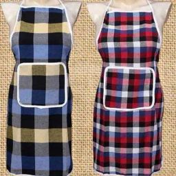 revexo Set of 2 Checked Aprons with Patch Pocket image 1