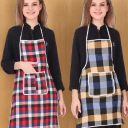 revexo Set of 2 Checked Aprons with Patch Pocket image 1