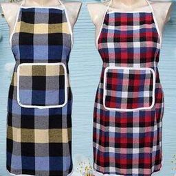 Set of 2 Checked Aprons with Patch Pocket-28
