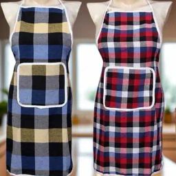 revexo Set of 2 Checked Aprons with Patch Pocket image 1