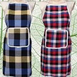 Set of 2 Checked Aprons with Patch Pocket-30