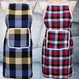 revexo Set of 2 Checked Aprons with Patch Pocket image 1