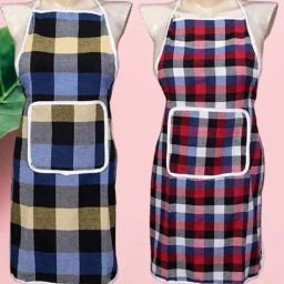 revexo Set of 2 Checked Aprons with Patch Pocket image 1