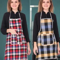 revexo Set of 2 Checked Aprons with Patch Pocket image 1