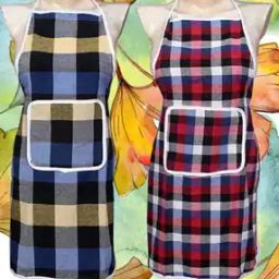 Set of 2 Checked Aprons with Patch Pocket-33