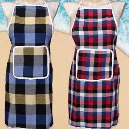 revexo Set of 2 Checked Aprons with Patch Pocket image 1