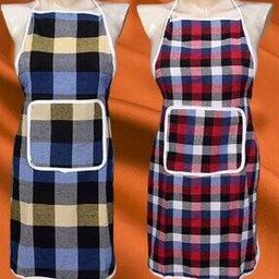 Set of 2 Checked Aprons with Patch Pocket-29