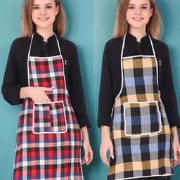 Set of 2 Checked Aprons with Patch Pocket-13