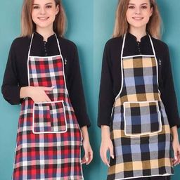 revexo Set of 2 Checked Aprons with Patch Pocket image 1