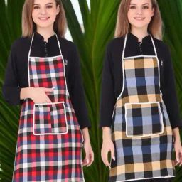 revexo Set of 2 Checked Aprons with Patch Pocket image 1