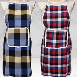 Set of 2 Checked Aprons with Patch Pocket-image-50