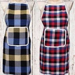 Set of 2 Checked Aprons with Patch Pocket-9