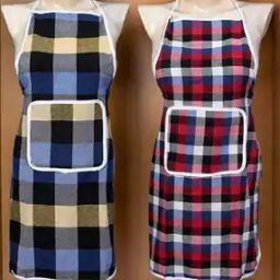 Set of 2 Checked Aprons with Patch Pocket-15
