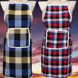 Set of 2 Checked Aprons with Patch Pocket-11
