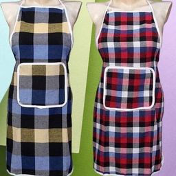 revexo Set of 2 Checked Aprons with Patch Pocket image 1